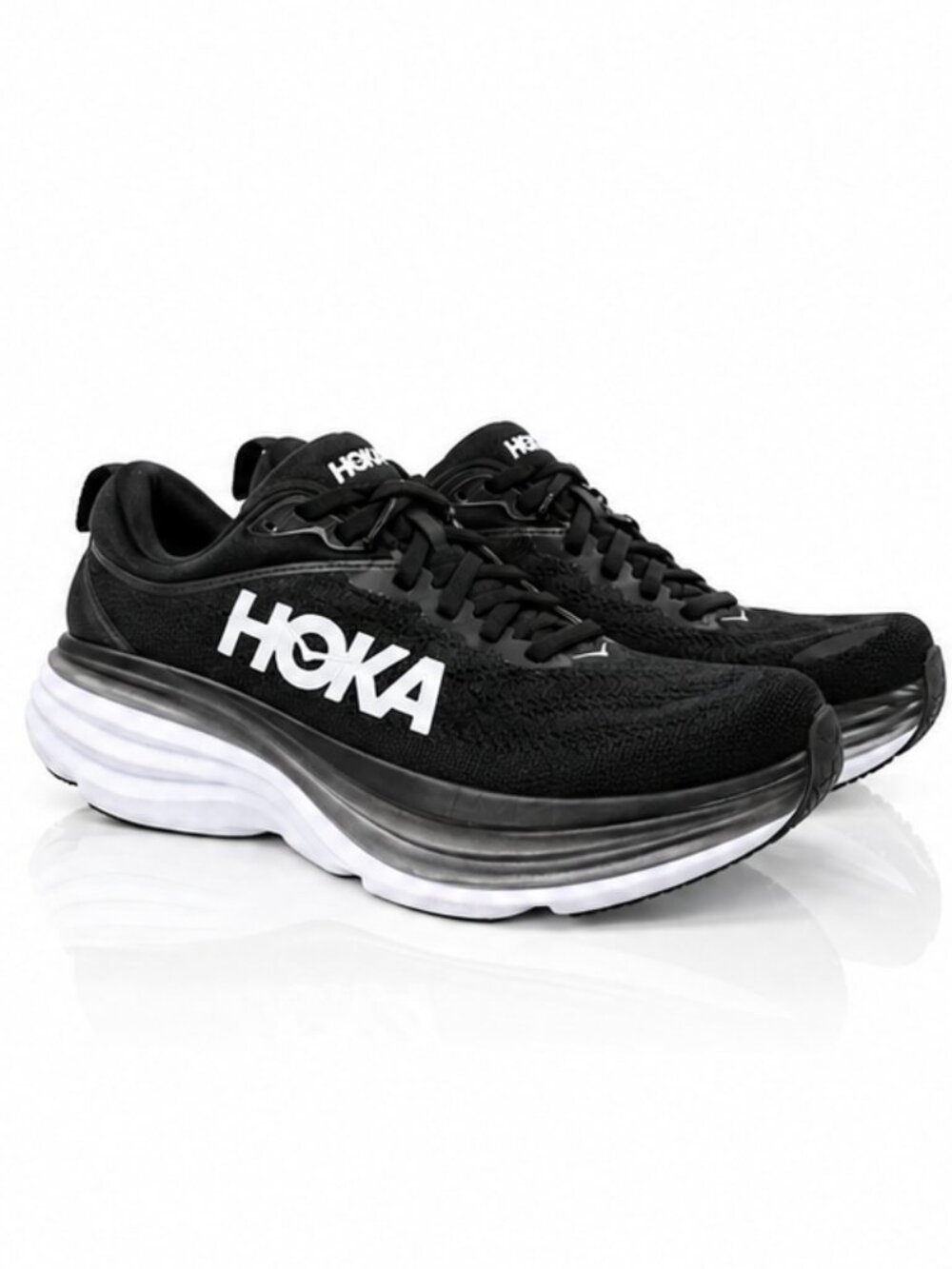 HOKA One Bondi 8 Black Trainer Running Shoes Womens 8 US